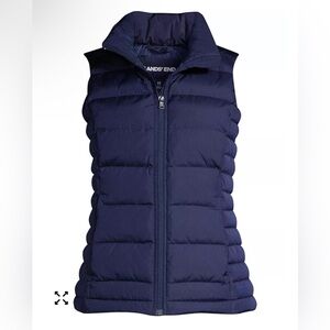 NWT Lands' End Women's Blue Black Packable Puffer Vest Down Filled